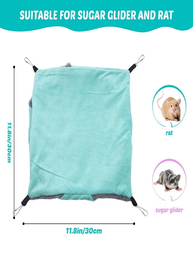 LYART Sugar Glider Pouch Hammock Bed Bedding, Sugar Glider Cage Accessories Toys for Rat, 3-Layer Hammock Make Pet Cages More Three-Dimensional (2.Mint) - Image 5